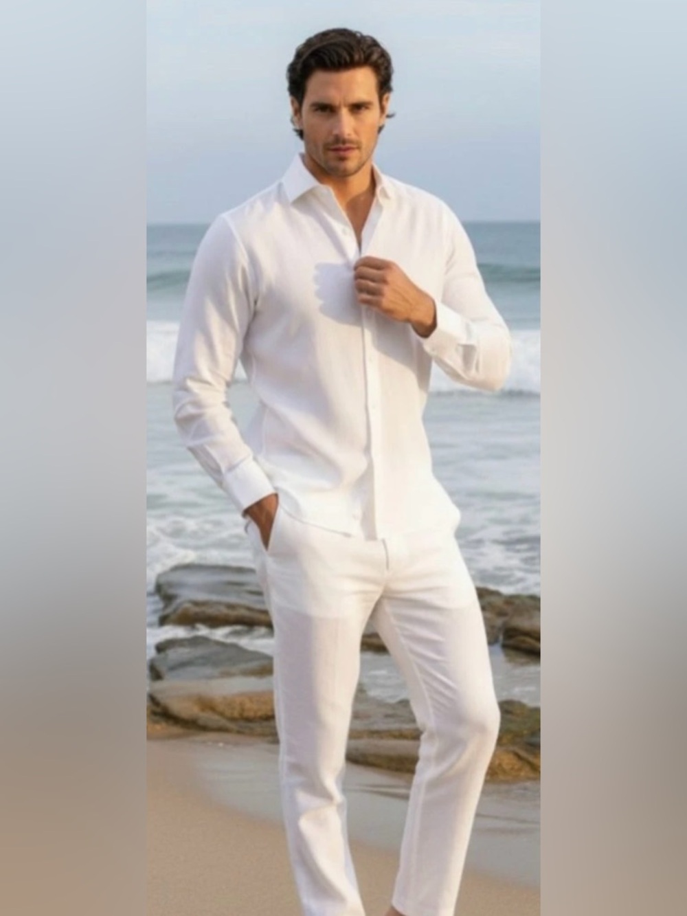 NWT BRADFORD ITALIAN LINEN SHIRT WHITE 3XL